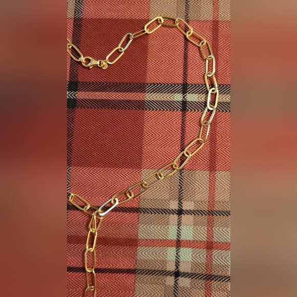 PRE-LOVED 14KT YELLOW GOLD ITALY PAPERCLIP LARIAT DESIGN NECKLACE - Picture 4 of 10